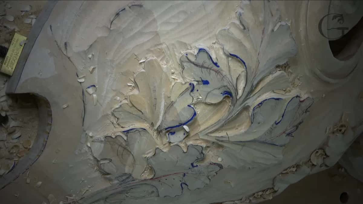 Blue marker still outlines the lobes of this leaf cluster.
